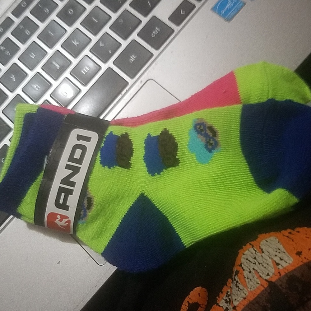 AND1 2-pair of Colorful Socks, Sizes 5-6.5